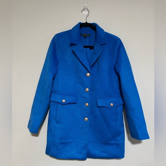 Boston Proper Classic Princess Blue Tailored Pea Coat Size 8 Old Money Preppy - Picture 1 of 12